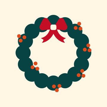 Christmas wreath decorative geometric flat illustration