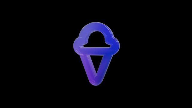 Glossy blue and purple 3D ice cream cone icon