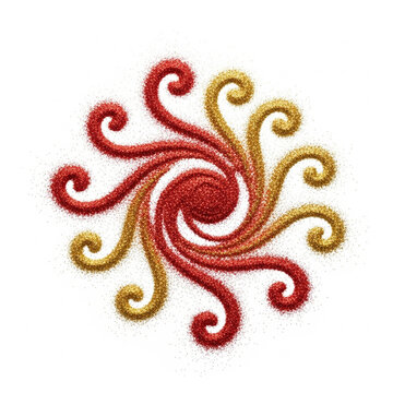 Glittering Artistic Swirl Design with Red and Gold Color for Decorative Purpose
