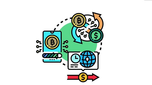Digital wallet facilitating cryptocurrency exchange operations, showcasing secure online payment, blockchain transactions, financial technology, and global peer to peer money transfer concepts