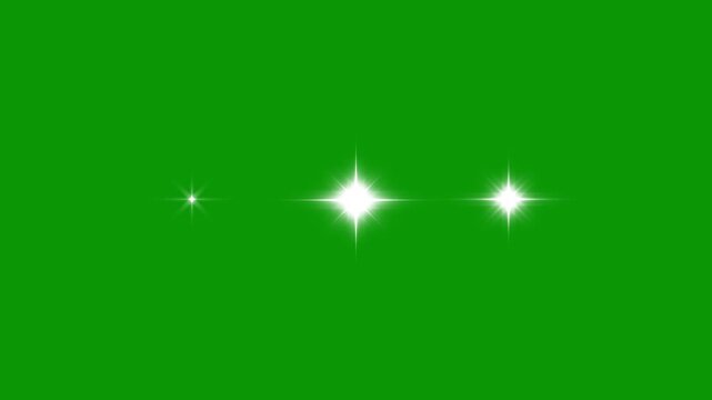 Cartoony twinkle stars glitter sparkle loop on green background, flat vector blinking light effect, magical festive overlay, smooth animation video with sparkle particles in galaxy space 4k video