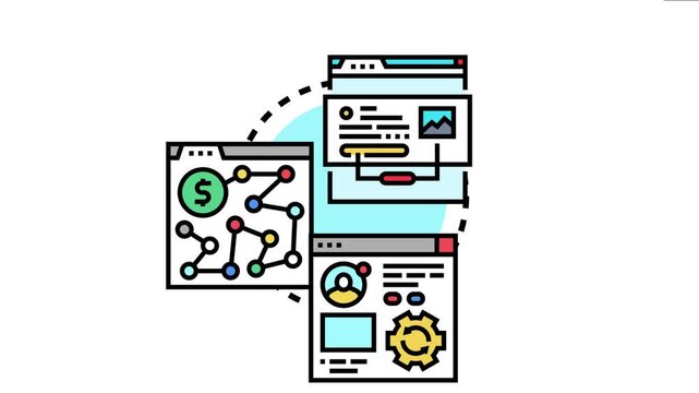 Digital content management system handling information flow across web pages, with processes for user profiling, data analytics, and financial transactions in a connected network