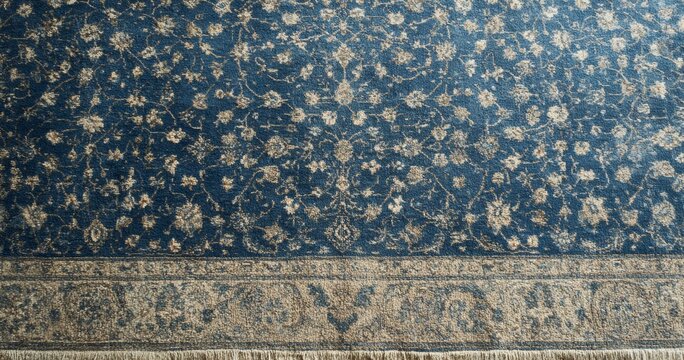 Vintage blue floral patterned rug