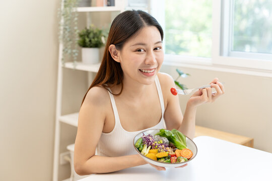 wellness lifestyles eat healthy food for good health concept, Close-up meal of vegan food have variety vegetable and raw freshness produce on the table.