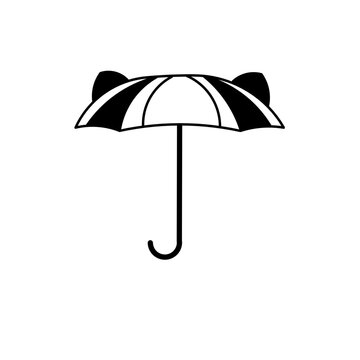 black cat ear umbrella vector illustration