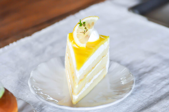 lemon cake or lemon cheese cake or layer cake with lemon topping