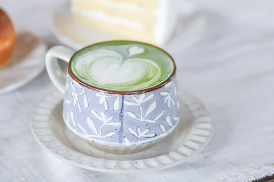 green tea or matcha green tea, milk green tea or matcha latte or matcha green tea latte