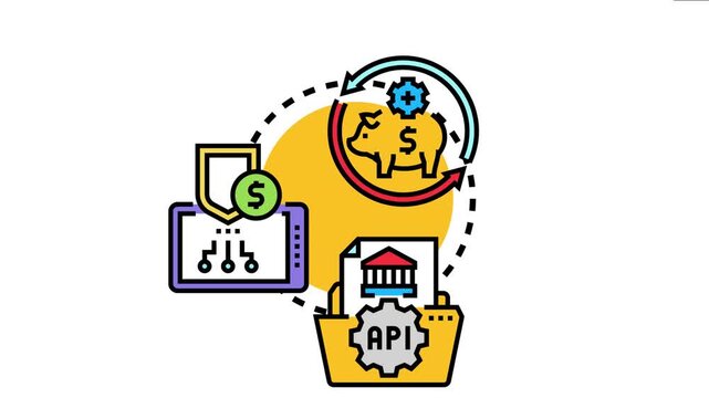Online banking utility concept secure digital mobile payments, financial data access, and api integration for managing transactions and savings digitally