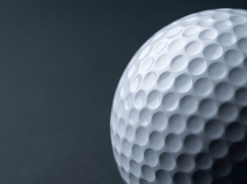 Close-up of a golf ball with dimpled surface