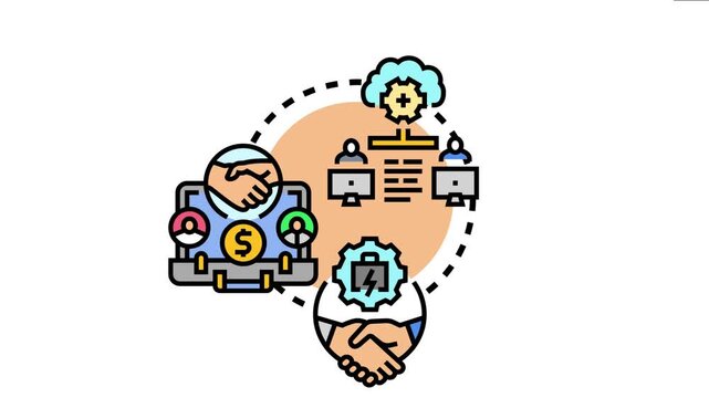 Collaborative project involving teamwork, business partnership, and data sharing through cloud technology, integrating financial and development aspects for successful strategy execution