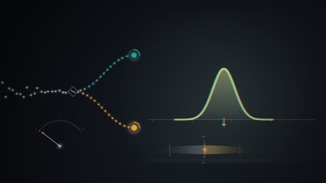 A/B Test Traffic Split With Distribution Curves Separating To Significance Animation