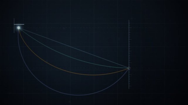 Brachistochrone Curve Glowing Beads Racing Down Rails Physics Seamless Loop