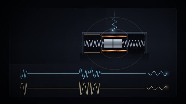 Haptic Actuator Vibration Motor Cutaway With Waveform Traces Seamless Loop