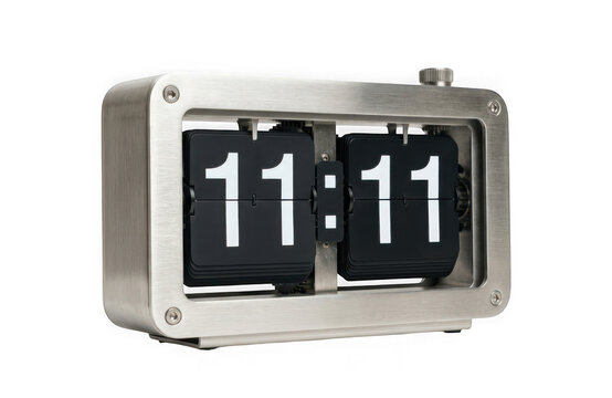 Modern retro style flip clock showing eleven eleven isolated on transparent background