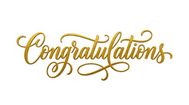 Elegant gold congratulations text with decorative script typography