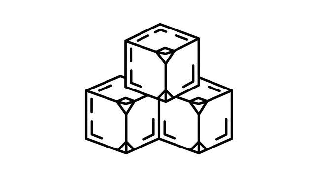 Minimalist line art of three stacked ice cubes