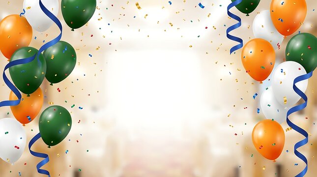 Republic Day India celebration with balloons and confetti