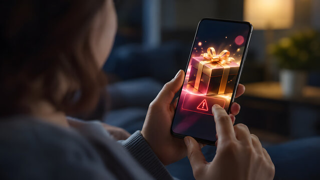 Suspicious Prize Advertisement Warning on Smartphone