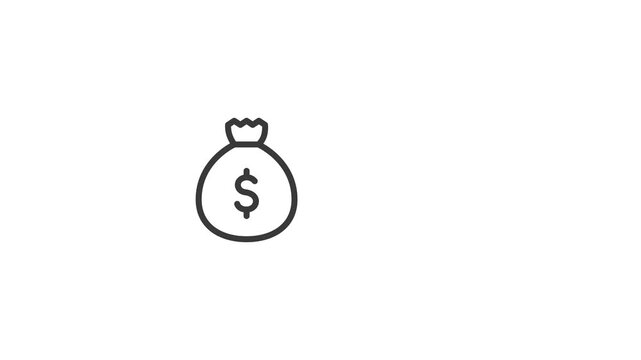 Allocation outline 2D animation icon representing resource distribution, budget assignment, fund management, and business planning. Clean minimal motion graphic for apps, websites, and presentations.