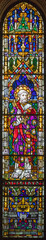 Fototapeta premium Pisa - The St. Peter the apostle from the stained glass in the church Chiesa di Santa Caterina by Königliche Bayerische Hofglasmalerei F. X. Zettler