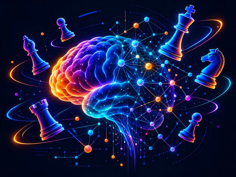 brain and chess illustration