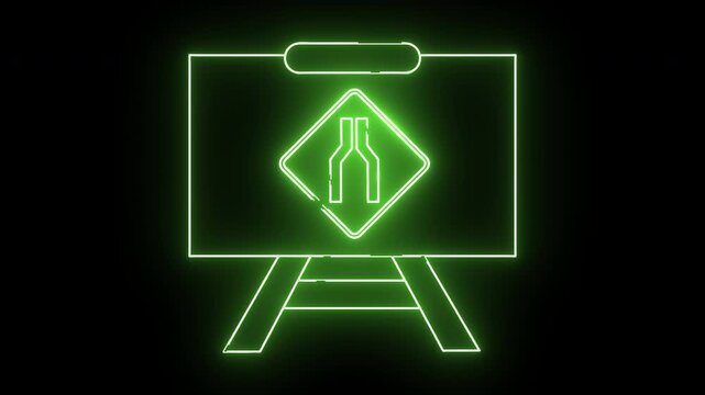 Neon Green Signage Displaying Alcohol Warning Symbol on Easel.