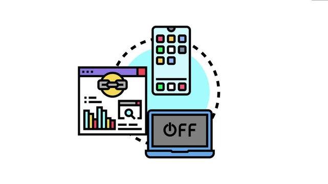 Offline capable web application concept processing data and running on multiple devices like smartphones, web browsers and laptops, ensuring functionality without internet connection