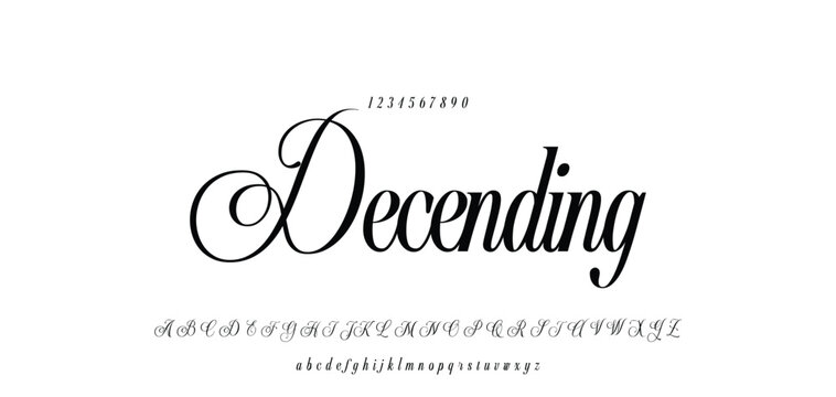 Hand drawn vector alphabet. Modern monoline signature script font. Elegant Signature Font. Best Alphabet Beautiful Calligraphy Signature Font