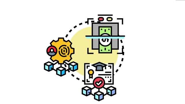 System verifying financial assets, digital identities, and official documents, assuring data integrity and secure blockchain technology for authentication