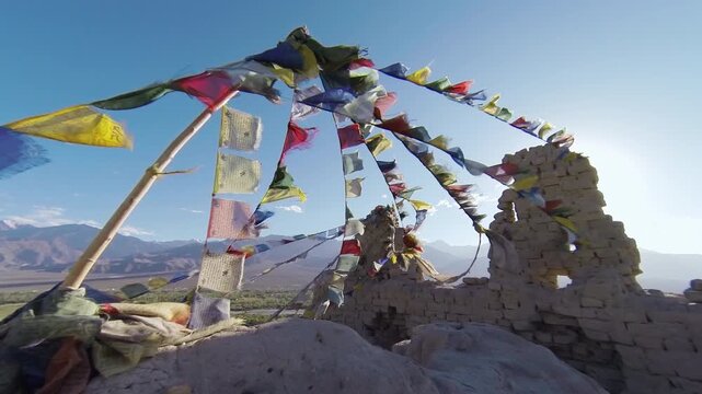 Tibetan flags Leh Ladakh India