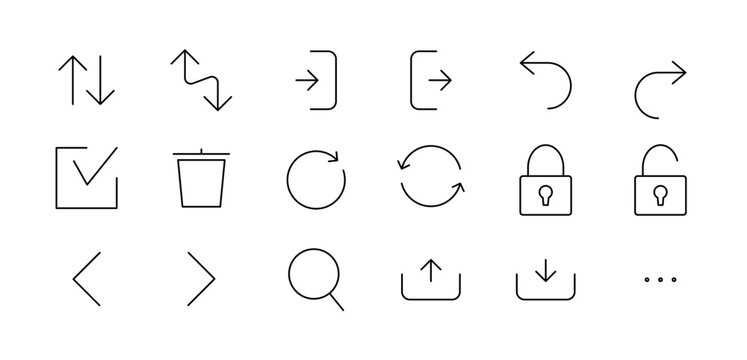  Set of line style button icons for app and web interfaces