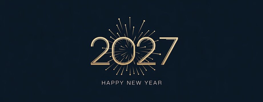 Elegant new year 2027 celebration with sparkling lights on a dark background