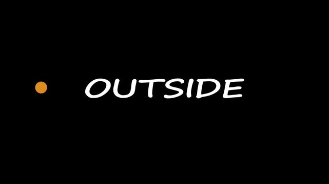 Think Outside The Box text title animation with camera movement on dark background