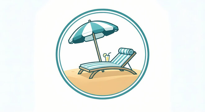 blue beach chair with umbrella