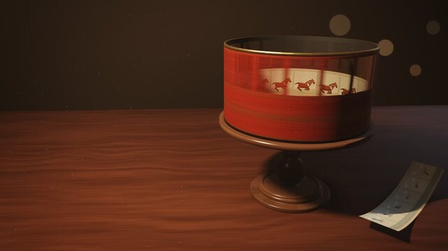 Vintage Zoetrope Spinning Galloping Horse Animation Strip Seamless Loop