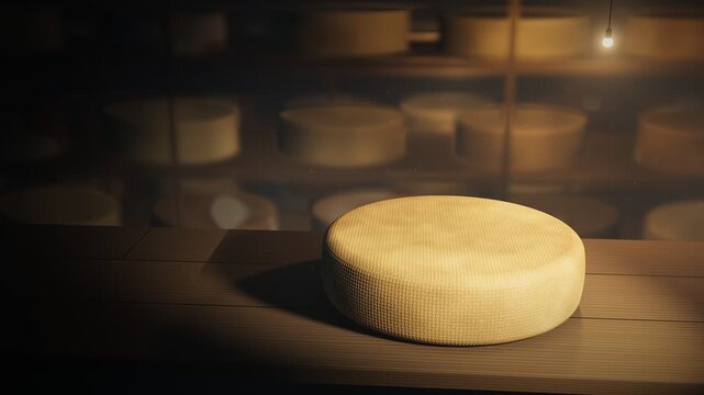 Cheese Wheel Aging In Cave Rind Maturing Time Lapse Animation