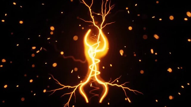 Bright plasma filament discharging high voltage electricity in dark ch