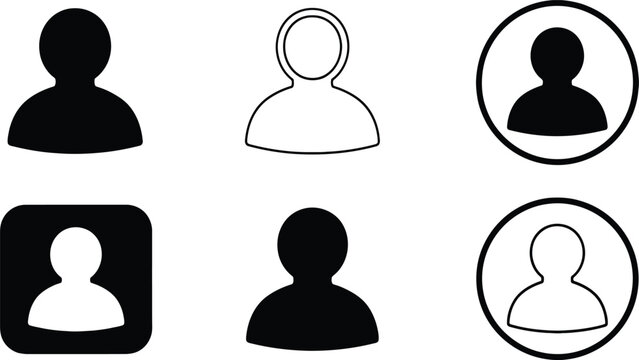 User avatar and profile placeholder icon set in various styles with UI element
