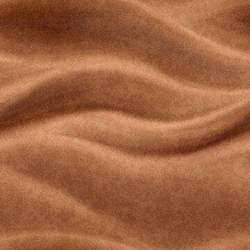Seamless brown drape texture with soft fabric folds, warm velvet waves, and elegant material surface.