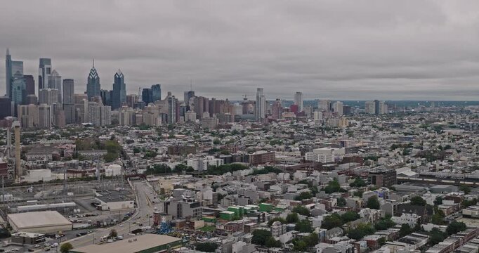 Philadelphia Pennsylvania Aerial v154 flyover above Grays Ferry and Devils Pocket toward Center City - Shot with 8k Camera - Sept 29th 2023