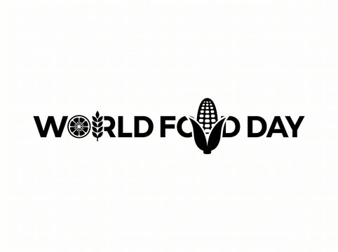 Minimalist world food day logo with wheat and corn symbols wheat icon cereal crop