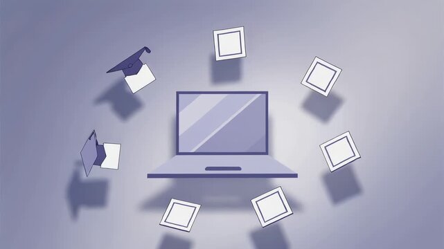 Online Learning Education Flat Illustration Seamless Loop