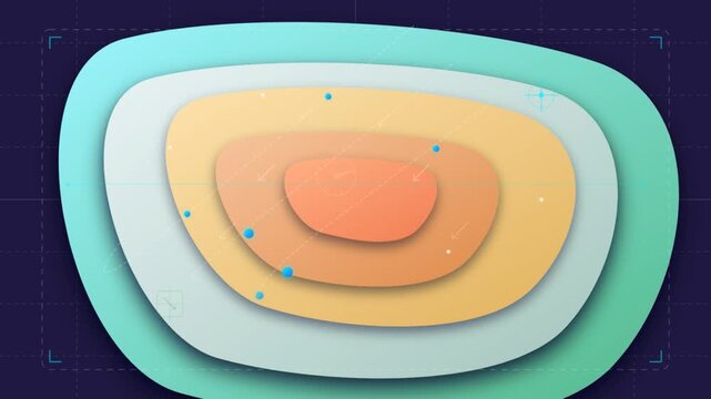 Abstract topographic layered shapes with digital interface motion background
