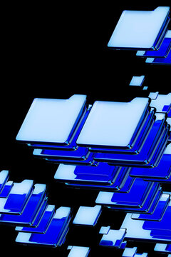 3D floating file folder network for cloud storage and data management