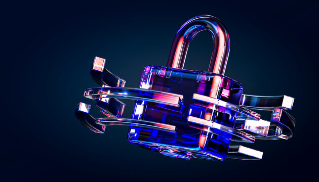 3D transparent padlock for secure network access and encryption
