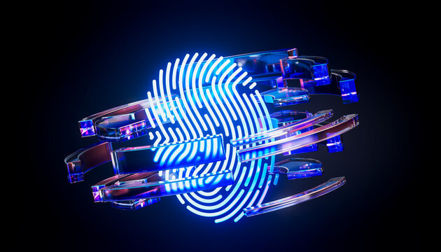 3D glowing fingerprint scan for biometric access security
