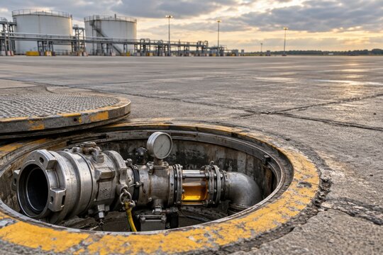 Airport Fuel Hydrant Service Pit with Industrial Pipework