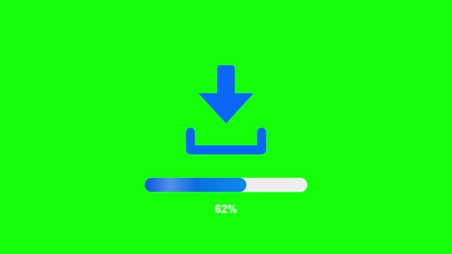 blue download arrow icon animation with greenscreen background