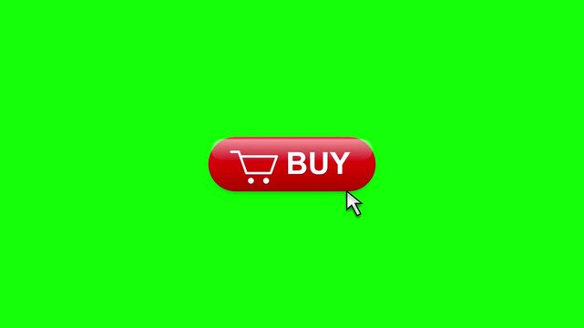 online shopping buy button interaction animation on green screen
