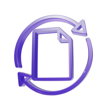Document file synchronization and backup 3D glass icon